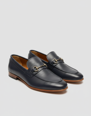 MARINO-Leather Metal Buckle Loafer