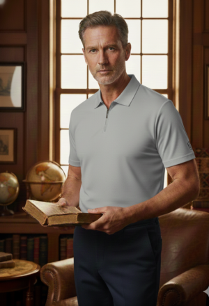 Neat Signature Zipper polo