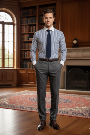 White Collard Stripe Shirts