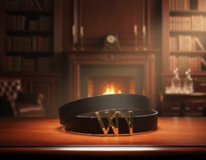 Whiskey Neat Signature Monogram Leather Belt